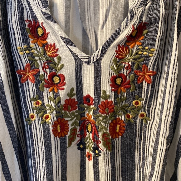 Caffe Marrakech striped and embroidered blouse size medium - Picture 3 of 5